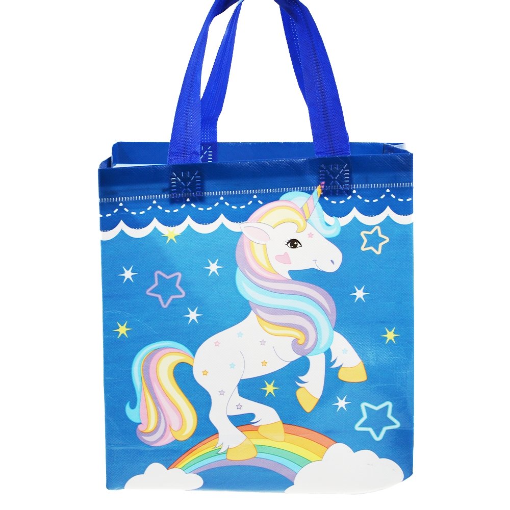 Small Blue Unicorn Coated Non Woven Bags - Pk10 - TEM IMPORTS™