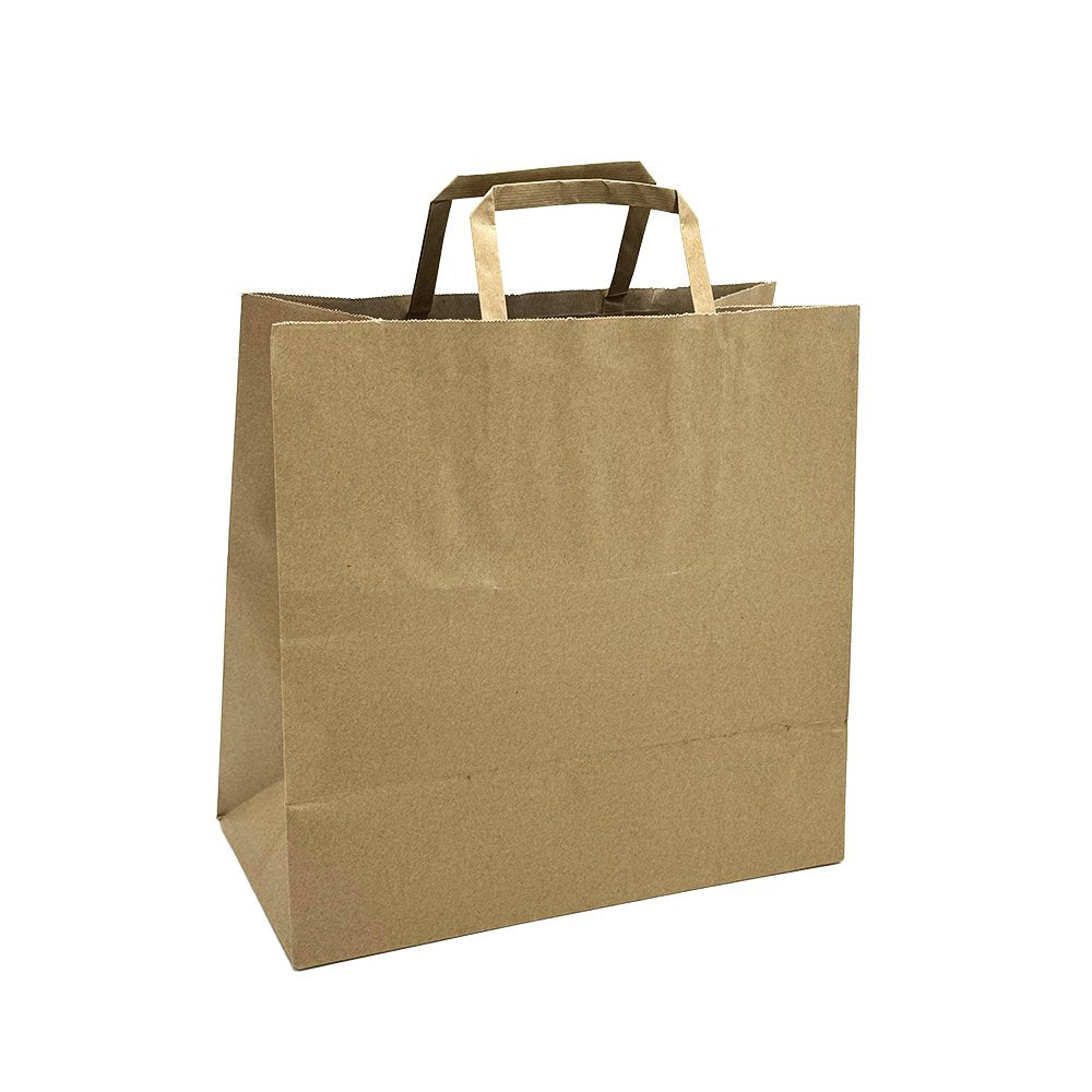 Small Brown Kraft Flat Paper Bag Handle - TEM IMPORTS™