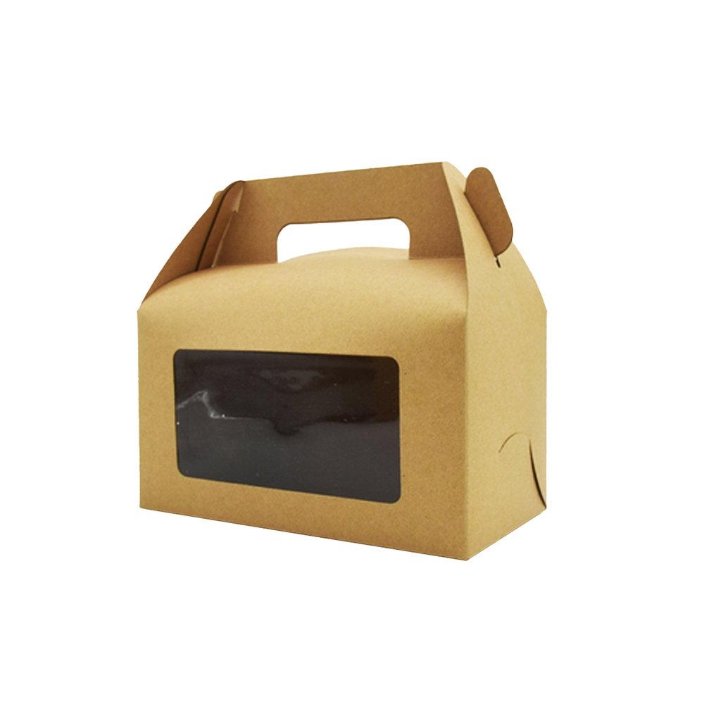 Small Kraft Paper Cake Box Handle With Window - TEM IMPORTS™