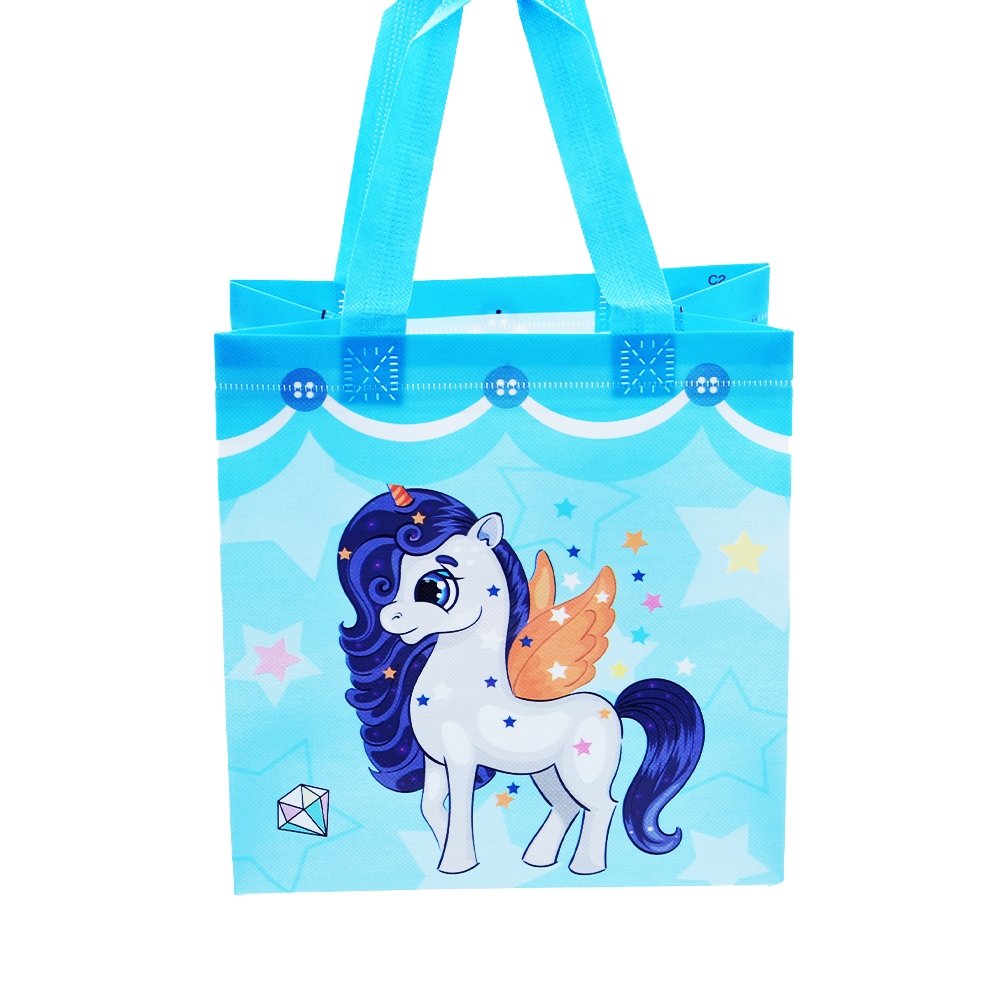 Small Light Blue Unicorn Coated Non Woven Bags - Pk10 - TEM IMPORTS™