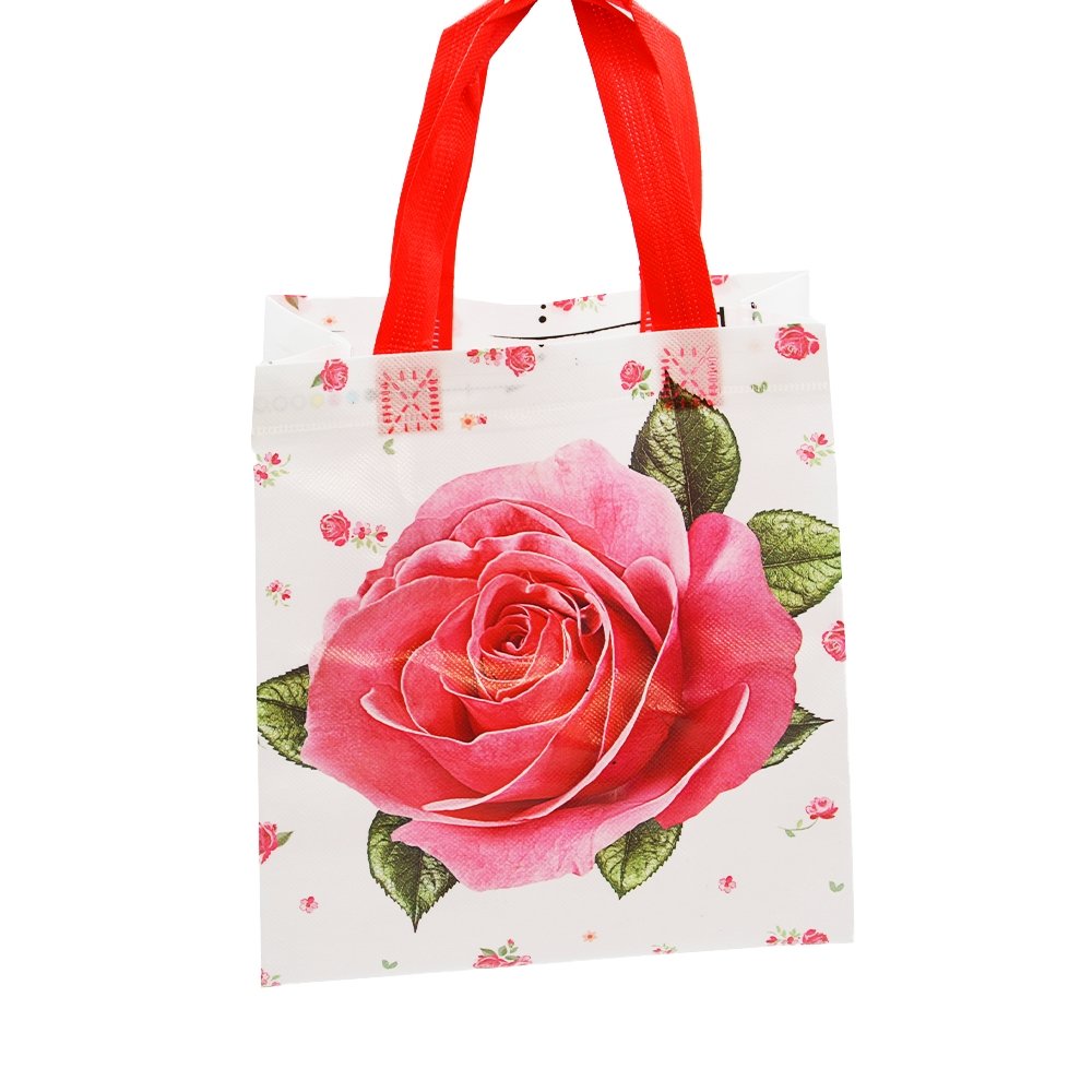 Small Pink Rose Coated Non Woven Bags - Pk10 - TEM IMPORTS™