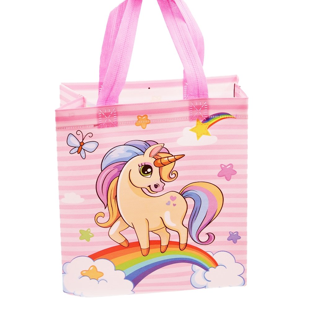 Small Rainbow & Unicorn Coated Non Woven Bags - Pk10 - TEM IMPORTS™