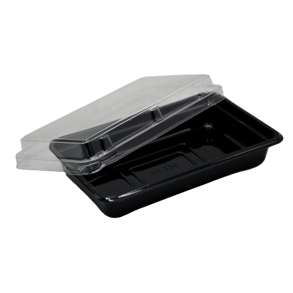 Small Rectangular Black With Clear PET Lid - TEM IMPORTS™