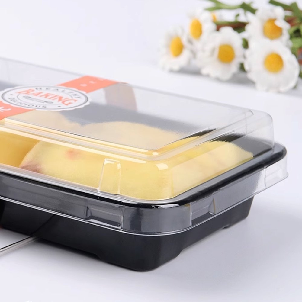 Small Rectangular Black With Clear PET Lid - TEM IMPORTS™