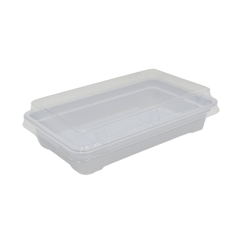 Small Rectangular White With Clear PET Lid - TEM IMPORTS™