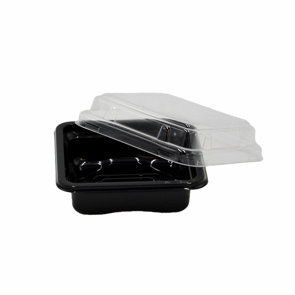 Small Square Black With Clear PET Lid - TEM IMPORTS™