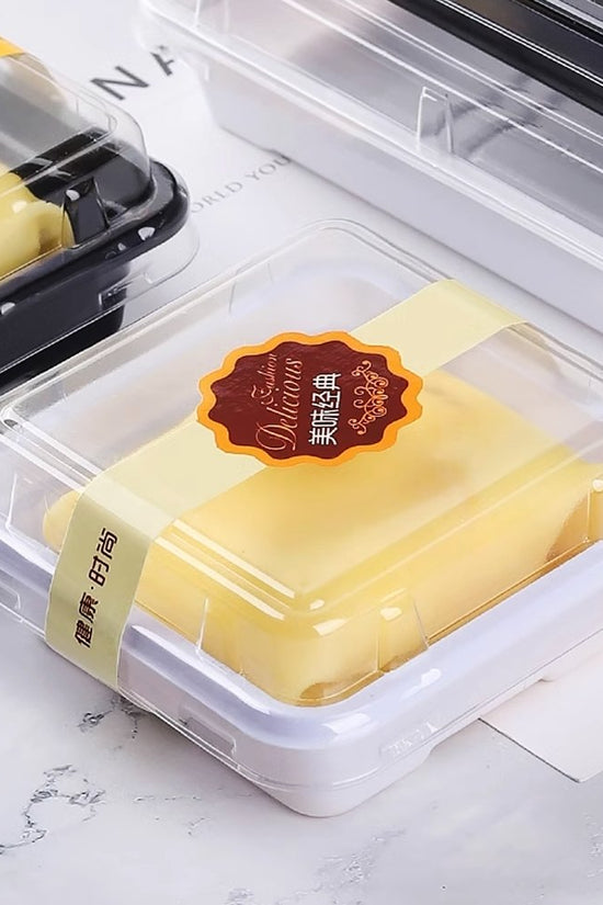 Small Square White With Clear PET Lid - TEM IMPORTS™