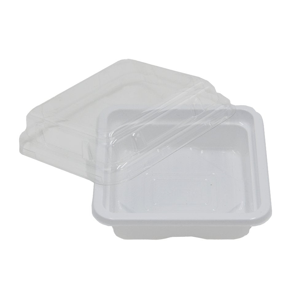 Small Square White With Clear PET Lid - TEM IMPORTS™