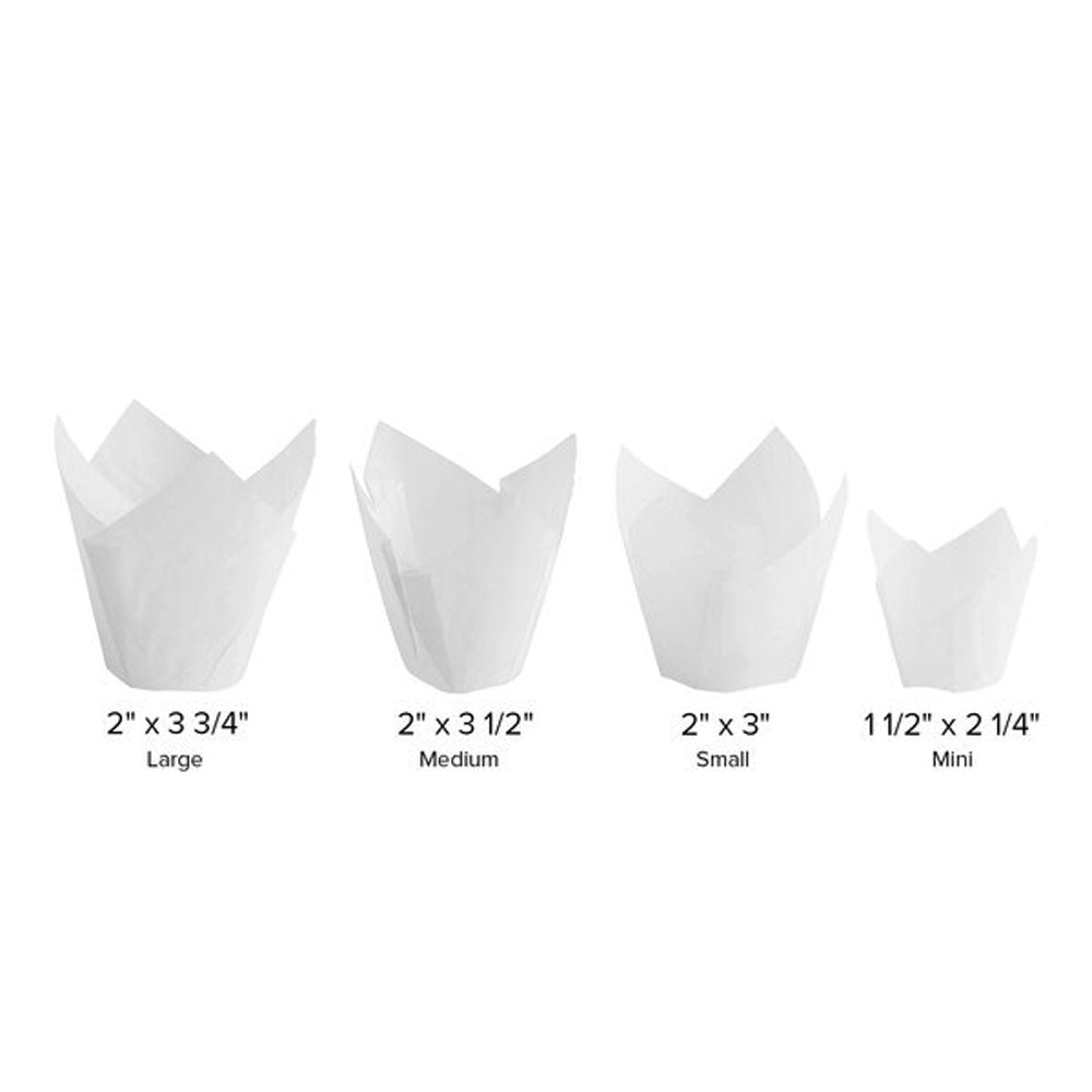 Small Tulip Muffin Wrap: White - Pack 200 - TEM IMPORTS™