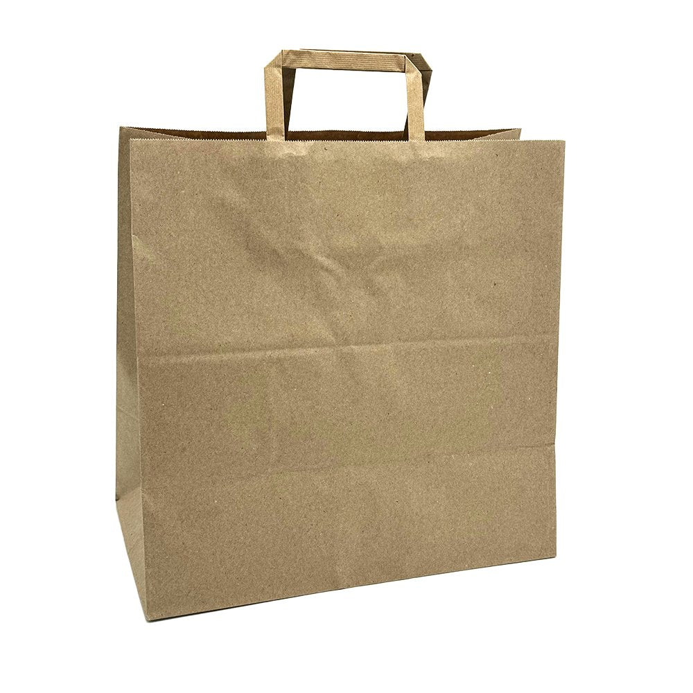 Takeaway Brown Kraft Flat Paper Bag Handle - TEM IMPORTS™