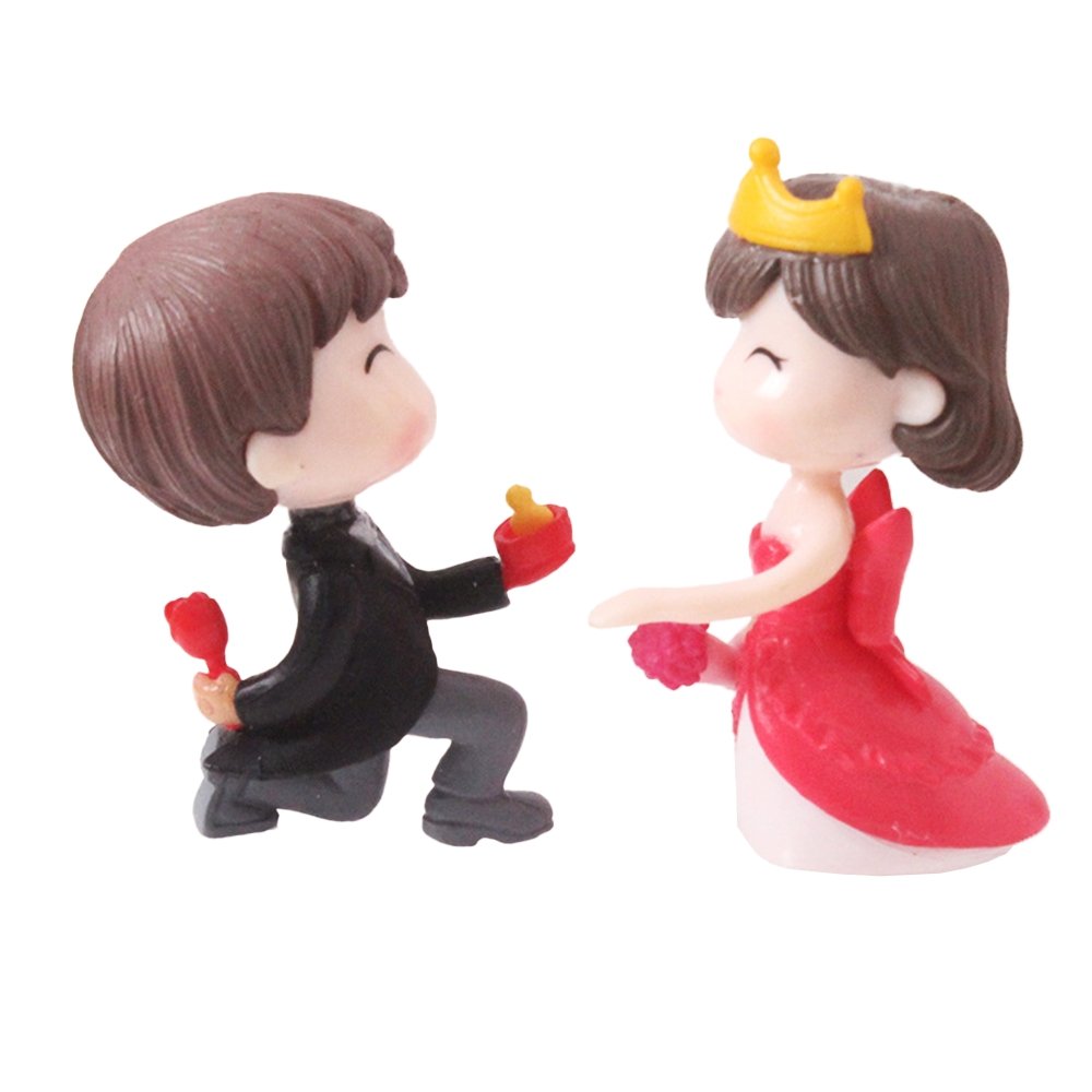 Wedding Couple Red Dress Cake Topper Set