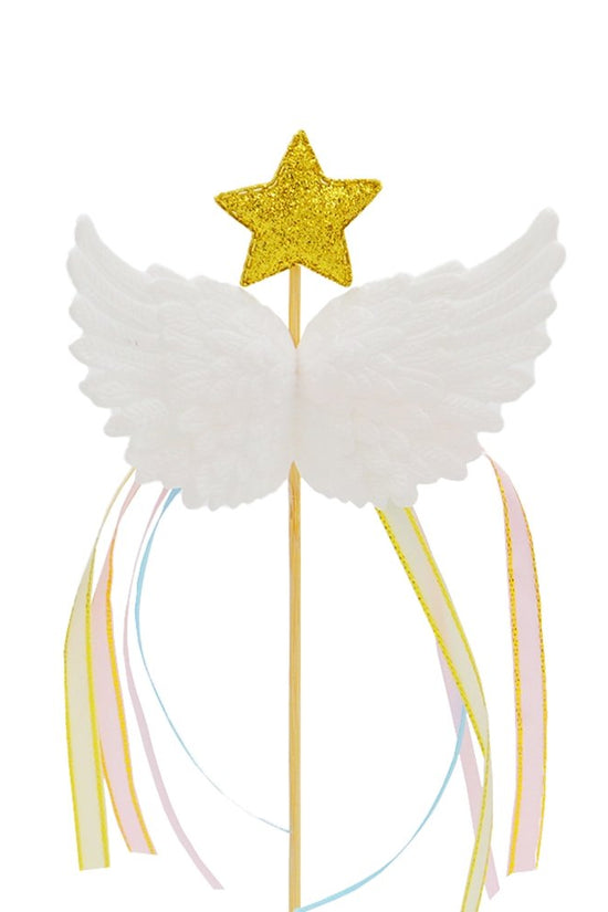 White Angel Wing With Star Cake Topper - TEM IMPORTS™