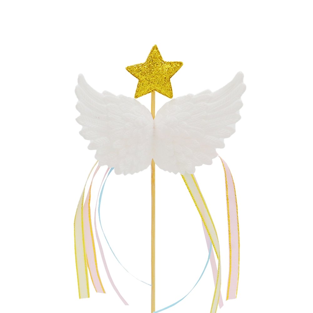 White Angel Wing With Star Cake Topper - TEM IMPORTS™