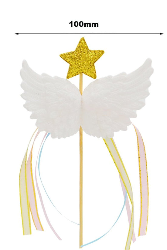 White Angel Wing With Star Cake Topper - TEM IMPORTS™