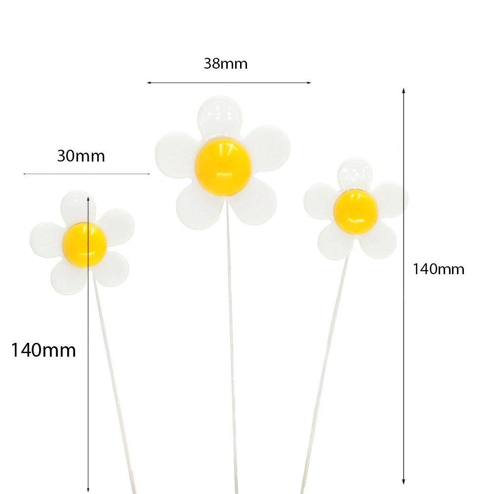 White Daisy Flower Cake Topper - Pack of 3 - TEM IMPORTS™