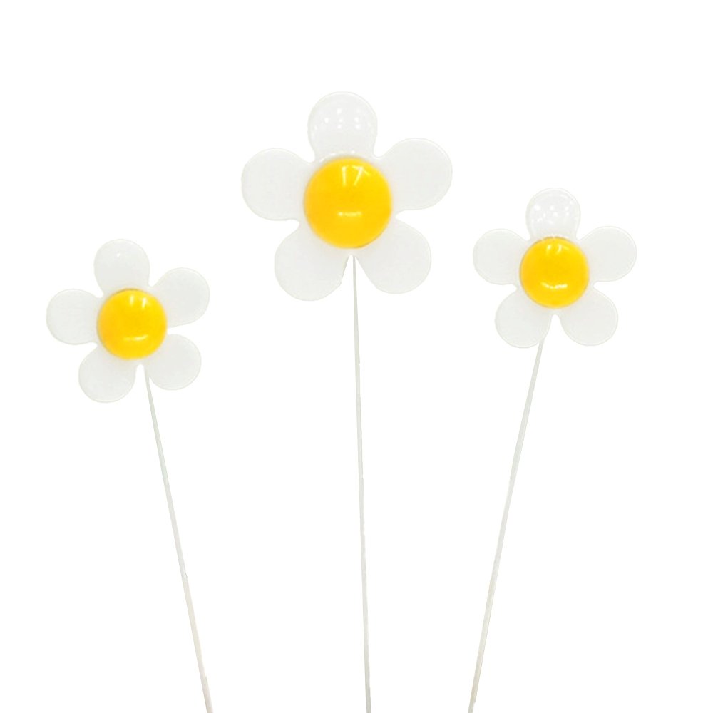 White Daisy Flower Cake Topper - Pack of 3 - TEM IMPORTS™