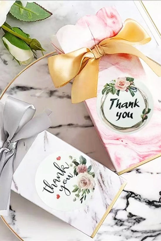 White Seal Label Stickers Roll Floral 1 'Thank You' - TEM IMPORTS™