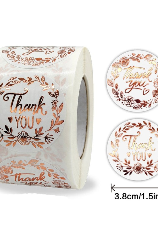 White Seal Label Stickers Roll Gold Prints 'Thank You' - TEM IMPORTS™