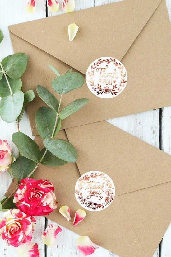 White Seal Label Stickers Roll Gold Prints 'Thank You' - TEM IMPORTS™